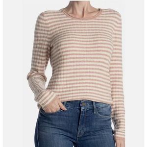 Madewell Women's Pink Stripe Colette Wool Blend Ribbed Knit Sweater Size Medium